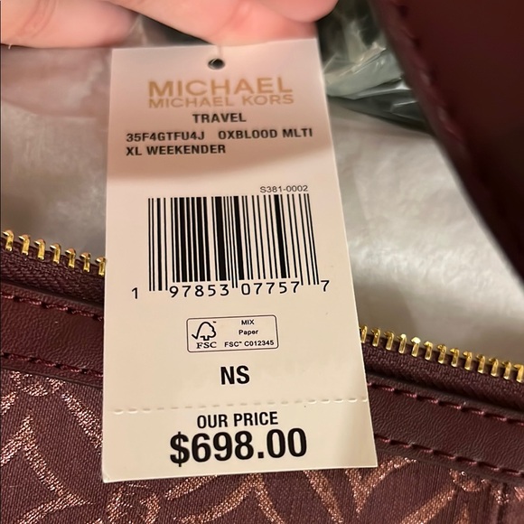 Michael Kors Patterned Burgundy Luggage Set - Picture 3 of 6